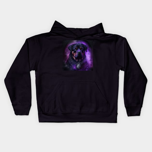 Shadowy Rottweiler Kids Hoodie by Enchanted Reverie